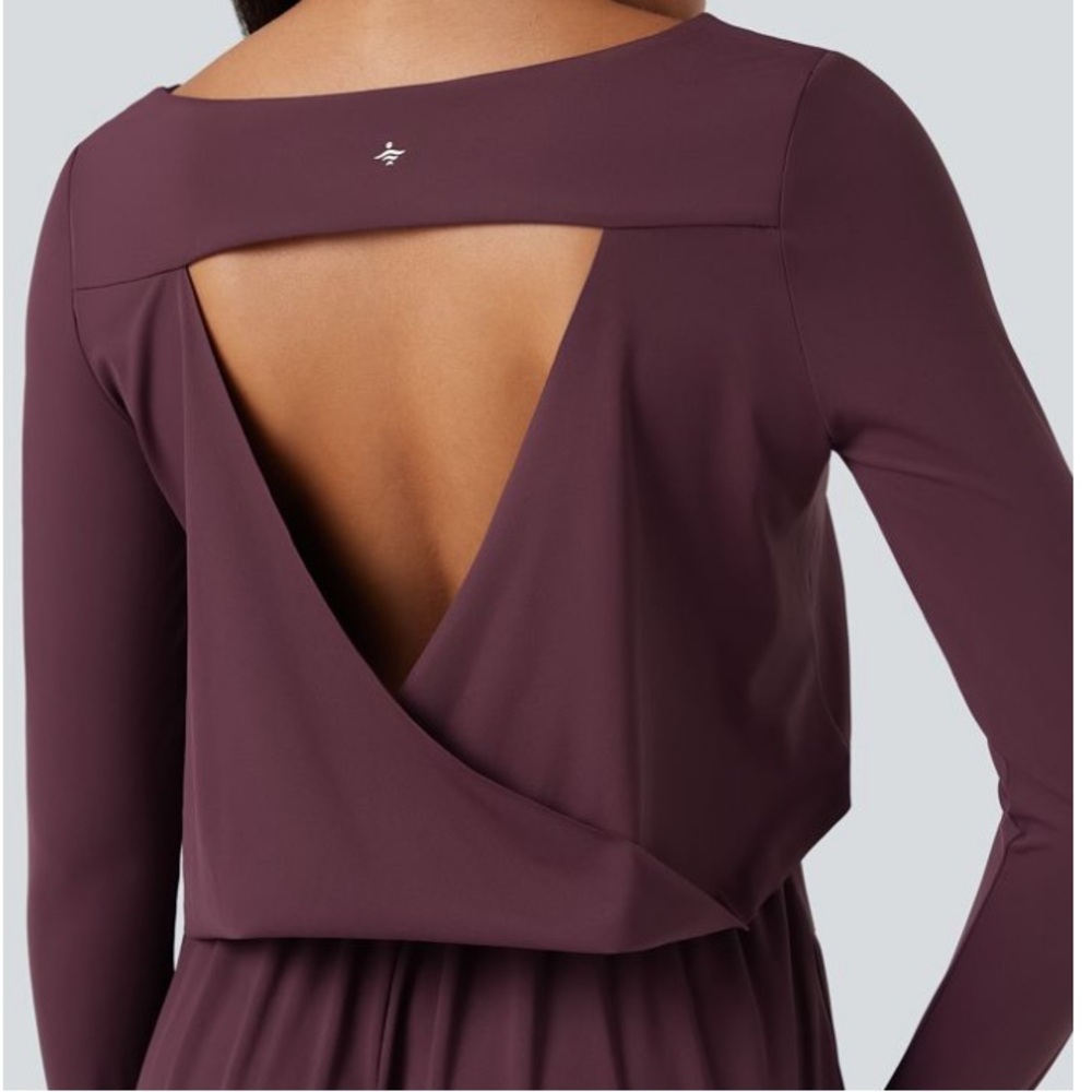 HALARA NWT SoftlyZero Airy Long Sleeve Cut-Out Yoga Jumpsuit Fig Women’s Small